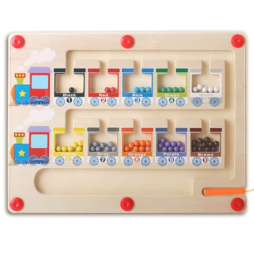 1 Stück Montessori Spielzeug Für 3 4 5 6 7 Jahre, Zahlen Farben Lernen Sortierspiel Magnetspiel Labyrinth Spielzeug Holz Für Kleinkinder, Jungen, Mädchen, Vorschulkinder Geschenk von DALAETUS