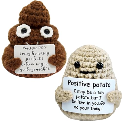 2 Stück Positive Kartoffel Set, Mini-Plüsch Figuren mit Lustige Kacke, Mini-Plüsch Figuren Mutmacher Geschenk, Liebhaber, Frauen Familie Freund Patient von DALAETUS