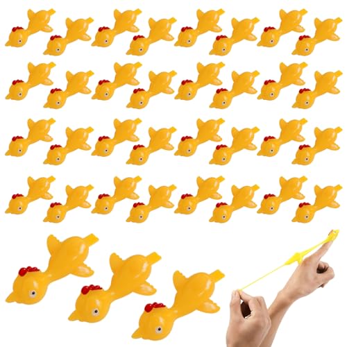 35 Stück Strecken Fliegende Hühner, Lustige Schleuder Huhn Finger Spielzeug für Kinder Party Geschenk (Gelb) von DALAETUS