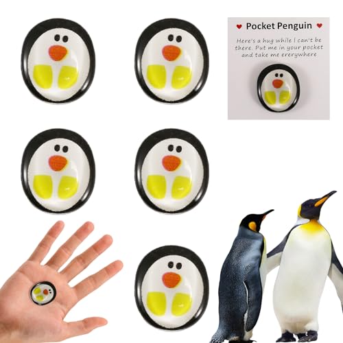 5 Stück Pocket Penguin Hug mit Ermutigend Grußkarte, Mini Eine Kleine Taschen Pinguin Glas, Niedlich Ermutigende Liebhaber Geschenke für Valentinstag, Geburtstag, A Little Pocket Penguin Hug von DALAETUS