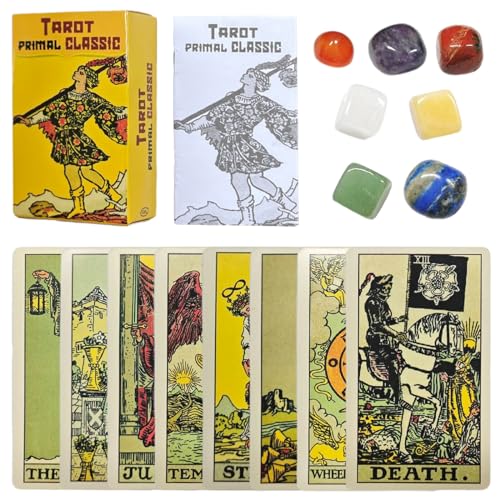 78 Stück Tarot mit Führungsbuch und 7 Chakra Steinen, Klassische Jugendstil Tarotkarten, Tarotdeck für Tarot-Einsteiger und Erfahrene im Kartenlegen 78 Stück Tarot mit Führungsbuch und 7 Chakra Steinen, Klassische Jugendstil Tarotkarten, Tarotdeck für Tarot-Einsteiger und Erfahrene im Kartenlegen von DALAETUS