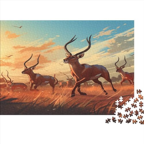 Antilope 1000 Teilefür Erwachsene TeensImpossible Puzzle Springbock Herausforderndes Wohnkultur Geschenk Spielzeug Holzspielzeug 1000pcs (75x50cm) von DALWI