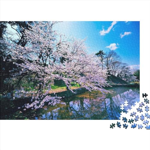 Cherry Blossoms im Winter Puzzle 1000 Teile, Puzzle, unmöglich, bunte Kirschblüten für Erwachsene, Holzpuzzle, Lernspiel, moderne Dekoration, klassische Puzzles, 1000 Stück (75 x 50 cm) von DALWI