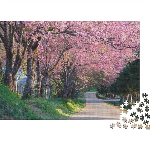 Cherry Blossoms im Winter Puzzle 1000 Teile Puzzle mit hohem Schwierigkeitsgrad Puzzles bunte Kirschblüten für Erwachsene Holzpuzzle Familienspiel Geschenk Einzigartiges Puzzle 1000 Stück (75 x 50 cm) von DALWI