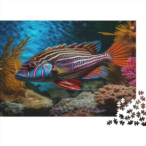Gale_A_Vibrant_Rock_Beauty_Fish_with_its_Striking_orange_and_bl_de0fd73a-f51e-4e5a-a519-37a24977b760 300 Teile Puzzle Erwachsene Puzzel Impossible Puzzle Herausforderndes Home Dekoration Puzzle Gesc von DALWI
