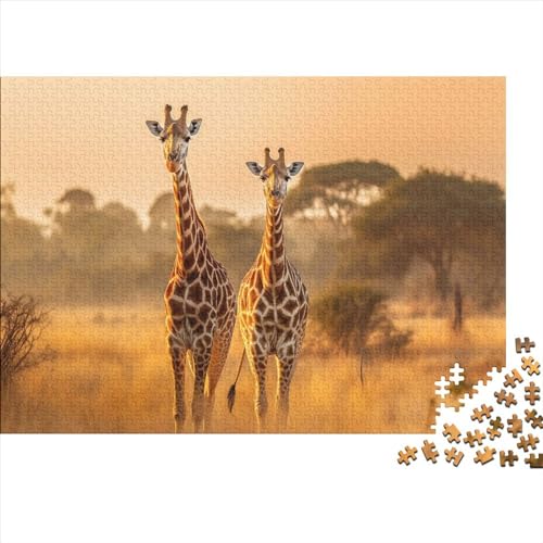 Giraffe 1000 Teilefür Erwachsene TeensImpossible Puzzle Giraffe Geschicklichkeits Spiel Spaß Familien Puzzles Geschenk Spielzeug Holzspielzeug 1000pcs (75x50cm) von DALWI