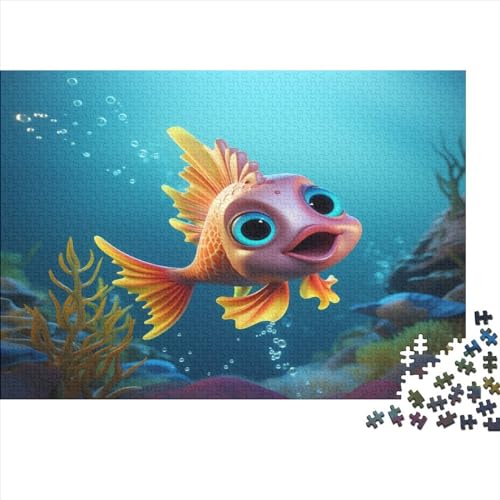 Kuma0742_A_Cute_Fish_of_Random_Color_with_Big_Cute_Eyes_in_a_at_53cd6aa6-3764-41f9-84fa-b28894747bdd 300 Teile Puzzle Erwachsene Puzzel Impossible Puzzle Herausforderndes Spaß Familien Puzzles Einzi von DALWI