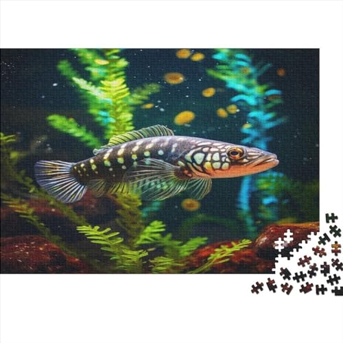 PatriciaHill_A_Snakehead_Fish_Swims_in_Clear_Water_Surrounded_b_7ed078f1-8f10-4cd4-8058-1fb0e03197cf 300 Teile Puzzle Erwachsene Puzzel Impossible Puzzle Herausforderndes Wohnkultur Einzigartiges Ge von DALWI