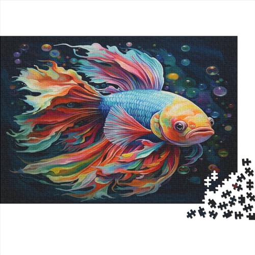Rovinfaln_A_Vibrant_Guppy_Swimming_in_a_sea_of_Rainbow_hues._b44d3cd0-104f-495e-888d-29b170c4cb8a 300 Teile Puzzle Erwachsene Puzzel Impossible Puzzle Herausforderndes Home Dekoration Puzzle Puzzle- von DALWI