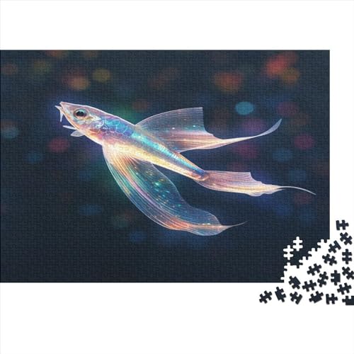 Thosida_A_Flying_Fish_Soaring_in_The_air_with_Iridescent_Scales_53134882-f995-4759-b321-5a3cc6e8e73b Puzzle 300 Teile Puzzle Erwachsene Puzze LImpossible Puzzle Geschicklichkeits Spiel Home Dekorati von DALWI