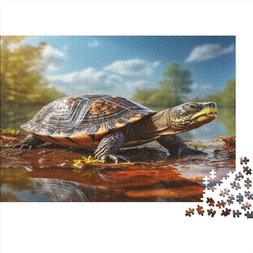 Vierkrallen Turtle 1000 Teilefür Erwachsene TeensImpossible Puzzle Dosenschildkröte Für Die Ganze Familie Home Dekoration Puzzle Puzzle-Geschenk Holzspielzeug 1000pcs (75x50cm) von DALWI