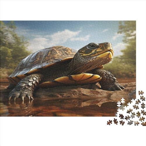 Vierkrallen Turtle 1000 Teilefür Erwachsene TeensImpossible Puzzle Dosenschildkröte Herausforderndes Wohnkultur Einzigartiges Geschenk Holzspielzeug 1000pcs (75x50cm) von DALWI