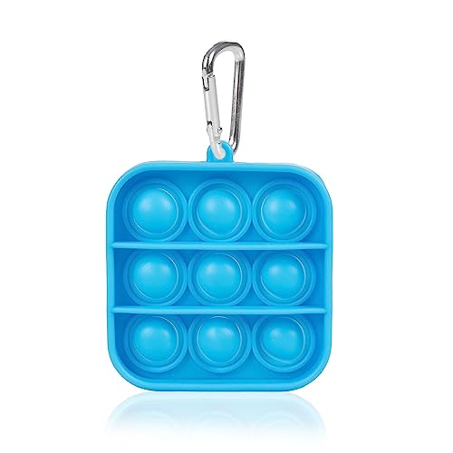 DAM. Mini Bubble Pop It Stressabbau, Silikonblasen zum Quetschen und Drücken. Quadratisches Design mit Schlüsselanhänger. Farbe: Blau von DAM