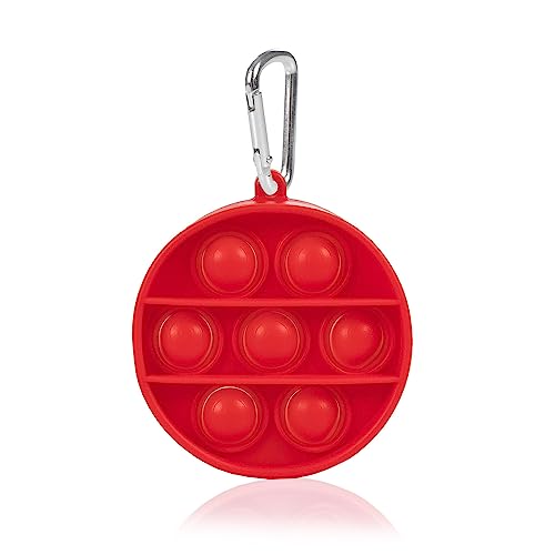 DAM. Mini Bubble Pop It Stressabbau-Spielzeug, Silikonblasen zum Quetschen und Drücken. Rundes Design mit Schlüsselanhänger. Farbe: Rot von DAM