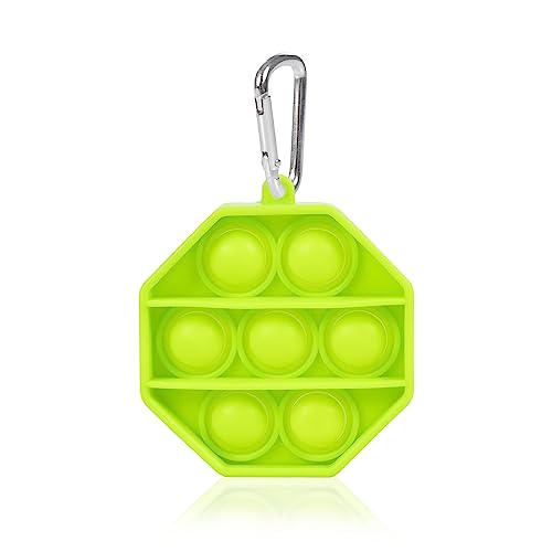 DAM. Mini Bubble Pop It Stressabbauendes Spielzeug, Silikonblasen zum Quetschen und Drücken. Achteckiges Design mit Schlüsselanhänger. Farbe: Grün von DAM