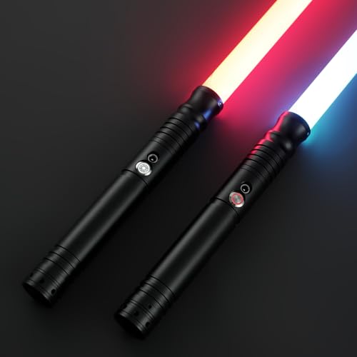 DAMIENSABER 2 x Lichtschwerter, 1 x Xenopixel V2 34 Soundschwert und 1 x RGB 9 Sound-Schriftschwerter, sanfter Schwung, unendlicher Farbwechsel, Metallgriff, schweres Duell-Säbel, nicht App-Version von DAMIENSABER