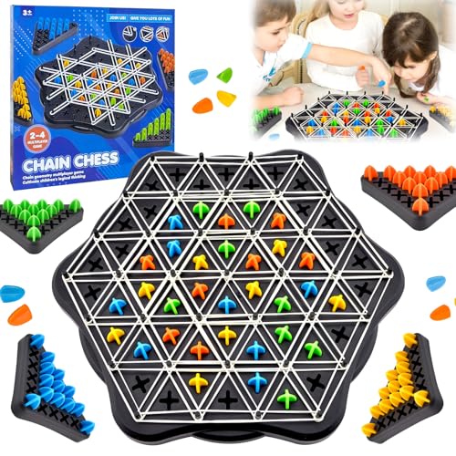 Triggle Spiel, Chain Triangle Game, Klassisches Strategie-Steckbrettspiel, Interaktives Desktop Brettspiel für Kinder, Lehrreiches Ketten-Dreieck-Schachspiel für Jungen Mädchen Erwachsene von DAMIGHT