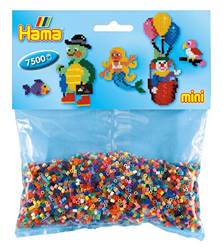 Hama Perlen 5201 Bügelperlen Beutel mit ca. 7.500 Mini Bastelperlen mit Durchmesser 2,5 mm im bunten Mix mit 49 Farben, kreativer Bastelspaß für Groß und Klein von Hama Perlen