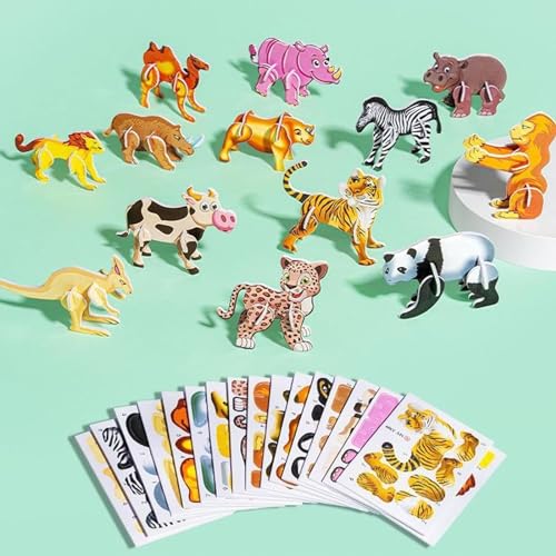 25Pcs Educational 3D Cartoon Puzzle, 3D Puzzle Game for Kids Toys, 2024 New 3D Puzzles for Kids Toys, DIY 3D Cartoon Animal Learning Educationl Toys Puzzles,Art Crafts Gifts for Boys Girls (Animals) von DANC