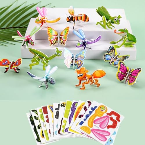 25Pcs Educational 3D Cartoon Puzzle, 3D Puzzle Game for Kids Toys, 2024 New 3D Puzzles for Kids Toys, DIY 3D Cartoon Animal Learning Educationl Toys Puzzles,Art Crafts Gifts for Boys Girls (Insects) von DANC