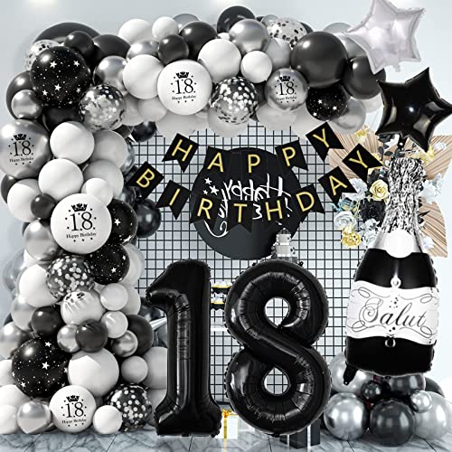 18 Geburtstag Deko Schwarzes Silber,18 Geburtstag Deko, Mädchen Junge, Happy Birthday Girlande deko Jungen, Luftballons 18 Birthday Party 18 Geburtstag Deko Schwarzes Silber,18 Geburtstag Deko, Mädchen Junge, Happy Birthday Girlande deko Jungen, Luftballons 18 Birthday Party von DANXIAN