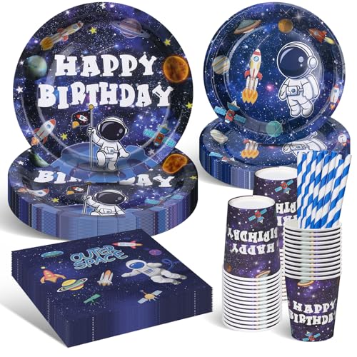 DANXIAN Weltraum Partygeschirr Set, Weltraum Kindergeburtstag Deko, Astronaut Partyteller Geburtstag Deko Geschirr für Geburtstagsdeko Junge Mädchen Partys 20 Gäste DANXIAN Weltraum Partygeschirr Set, Weltraum Kindergeburtstag Deko, Astronaut Partyteller Geburtstag Deko Geschirr für Geburtstagsdeko Junge Mädchen Partys 20 Gäste von DANXIAN