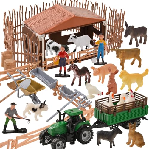 DAOUZL Bauernhof Tierfiguren Spielzeug,Realistische Tierfiguren Set,15 Tierfiguren,3 Figuren,Bauernhof Tiere Figuren Spielzeug, Bauernkarren, Zäune, Bauernhof, Lernspielzeug Set für Kinder ab 3 Jahren DAOUZL Bauernhof Tierfiguren Spielzeug,Realistische Tierfiguren Set,15 Tierfiguren,3 Figuren,Bauernhof Tiere Figuren Spielzeug, Bauernkarren, Zäune, Bauernhof, Lernspielzeug Set für Kinder ab 3 Jahren von DAOUZL