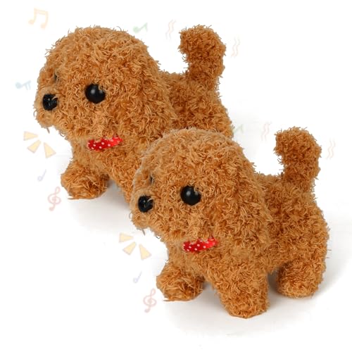 DAOUZL Hund Spielzeug Kinder, 2pcs Realistischer Roboter Hund Spielzeug Hund der Läuft und Bellt, Realistischer Roboter Welpe Elektronisch Plüschwelpe Spielzeug Geschenk Junge Mädchen 2 3 4 5 6 7Jahre von DAOUZL