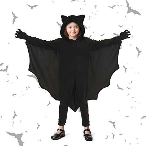 DAOUZL Kinder Fledermaus Umhang,Fledermauskostüm mit Handschuhe,Fledermaus-Cape für Mädchen Junge,Vampir Fasching Faschingskostüme,Fledermaus Umhang Kostüm für Halloween Dekoration,Cosplay,Karneval,M von DAOUZL