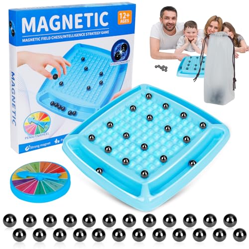 DAOUZL Magnetisches Schachspiel, Tisch-Magnetspiel Schach-Brettspiel, 24pcs Magnetische Steine mit Bestrafungs Roulette, Magnetic Spiel, Schach Magnetisch Tragbares Schachbrett für Familientreffen von DAOUZL