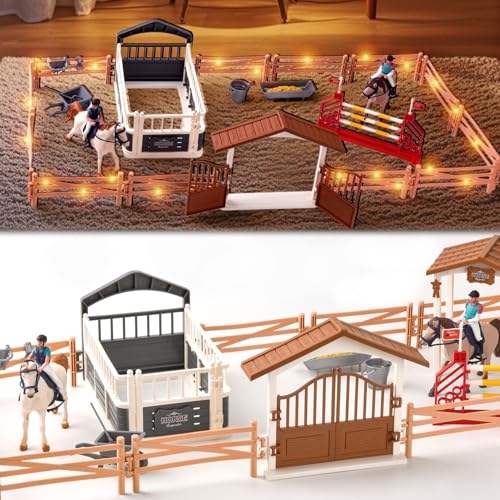 DAOUZL Pferdestall Spielzeug Pferde, 49 STK Koppel Spielzeug, Hindernisse Pferdezaun mit LED, Horse Club Pferde Spielzeug, Pferdekoppel Pferdestall, Geschenk für Kinder Jungen Mädchen 4+ Jahren DAOUZL Pferdestall Spielzeug Pferde, 49 STK Koppel Spielzeug, Hindernisse Pferdezaun mit LED, Horse Club Pferde Spielzeug, Pferdekoppel Pferdestall, Geschenk für Kinder Jungen Mädchen 4+ Jahren von DAOUZL