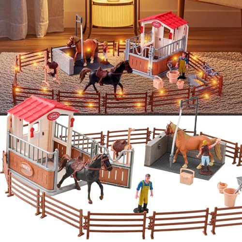 DAOUZL Pferdestall Spielzeug Pferde, 49 STK Koppel Spielzeug, Hindernisse Pferdezaun mit LED, Horse Club Pferde Spielzeug, Pferdekoppel Pferdestall, Geschenk für Kinder Jungen Mädchen 4+ Jahren DAOUZL Pferdestall Spielzeug Pferde, 49 STK Koppel Spielzeug, Hindernisse Pferdezaun mit LED, Horse Club Pferde Spielzeug, Pferdekoppel Pferdestall, Geschenk für Kinder Jungen Mädchen 4+ Jahren von DAOUZL