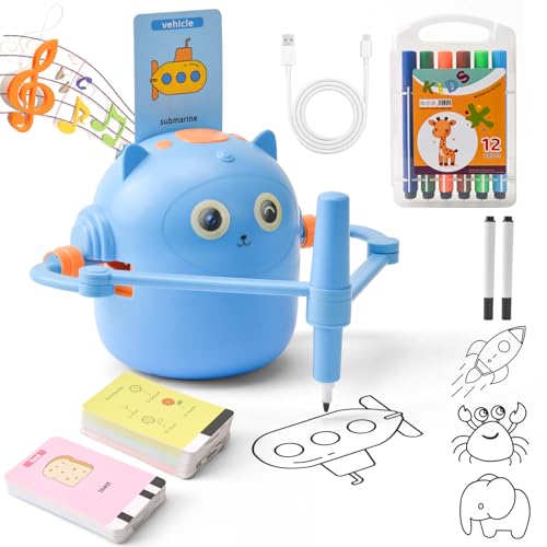 DAOUZL Zeichenroboter Kinder, Roboter Zeichnen für Kinder mit 100 Karten, Drawing Robot Painting Robot, Interaktives Lernspielzeug Magic Drawing Roboter für Jungen Mädchen (Blau-) von DAOUZL