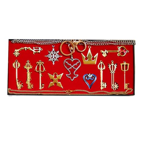 DAOWIN Kingdom Hearts DIY Schlüsselanhänger Halskette 13 Stück Anime Peripherie Gold Ornamente Sammlerstücke Set Sora Cosplay Zubehör Für Fans von DAOWIN