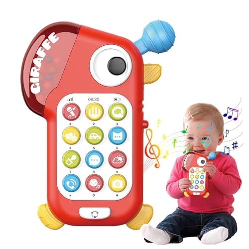 DASHIELL Giraffen-Telefonspielzeug, Kindertelefon,Cartoon-Giraffe-Telefon für Kinder | Musiksimuliertes Früherziehungs-Mobiltelefon, Cartoon-Erleuchtungs-Lerngeschichtenmaschine für Kinder von DASHIELL