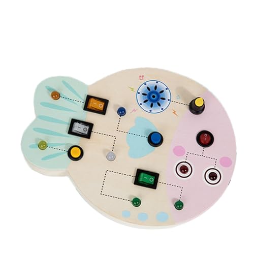 DASHIELL Montessori-Schalterbrett,Montessori-Sensorbrett | 8 LED-Lichtschalter Sensorplatine,Lernspielzeug aus Holz, frühe Feinmotorik, sensorisches Reisespielzeug für Kinder ab 3 Jahren von DASHIELL