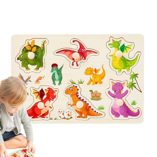 DASHIELL Montessori-Steckpuzzles,Steckpuzzles für Kinder, Holz-Cartoon-Steckpuzzle für Kinder, Sensorisches Früherziehungsspielzeug, ergonomisches Puzzlespielzeug für die Hand-Auge-Koordination von DASHIELL