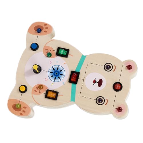 DASHIELL Sensorisches Brett für Kleinkinder, Montessori Holzschalterbrett - Sensorisches Board mit 8 LED-Lichtschaltern - Lernspielzeug aus Holz, frühe Feinmotorik, sensorisches Reisespielzeug für von DASHIELL