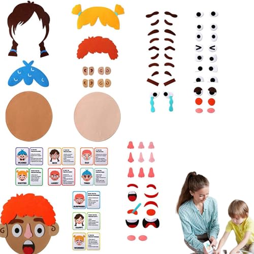 DASHIELL Spielzeug zum Erstellen von Gesichtern, Spielzeug zum sozialen und emotionalen Lernen - Filzaufkleber für soziales und emotionales Lernen | Multiplayer-Spiel Filz-Emoticon-Set für Park, Auto, von DASHIELL