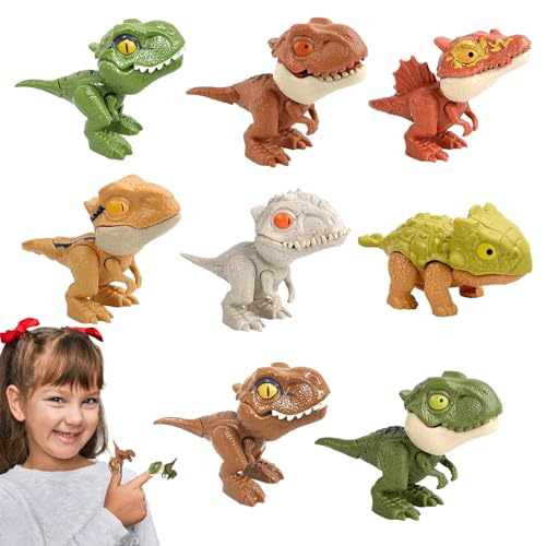 Dinosaurier beißende Fingerpuppe | Dino Handpuppe Tierspielzeug | Lernspielzeug für Kleinkinder, Dinosaurierfiguren, Dino-Fingerpuppen, Mini-Modelle, 8 Stück Dashiell von DASHIELL