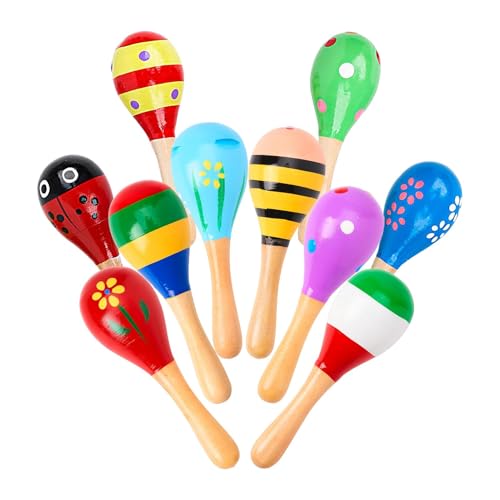 Maracas Naturholz Maracas Klapper Aus Paar Rasseln Aus Rasseln Percussion Musikspielzeug Maracas Eierschale Shaker Sand Hammer Maracas Baby Musik Rasseln Holzrassel Pädagogisches von DASHIELL
