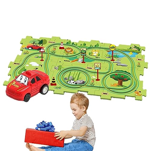 Puzzle-Strecken mit Fahrzeugen - Lustiges, langlebiges Schienenspielzeug für Eisenbahnwaggons - Lernspielzeug für Kinder Jungen und Mädchen ab 3 Jahren, Eisenbahnschienen-Set, Spielsets Dashiell von DASHIELL