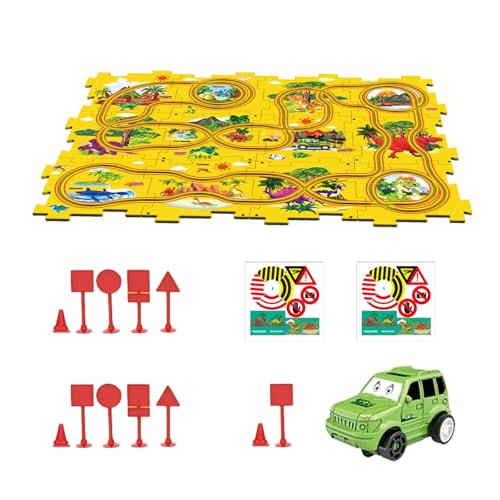 Puzzle-Track-Car-Spielset | 27 Stück DIY-Puzzle-Spuren - Multifunktionale Puzzle-Bahn, pädagogisches Kinderspielzeug für Bildung, Zuhause, Geburtstagsgeschenk ab 3 Jahren Dashiell von DASHIELL