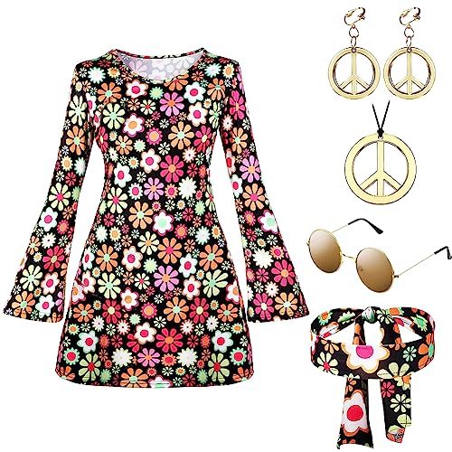 DASIAUTOEM 5 Stück Hippie Kostüm Damen Set,60 er 70er Jahre Bekleidung Damen Kostüm Hippie Frau,70er Jahre Kostüm Damen, Hippie Kleid Damen Disco Outfit Faschingskostüm Mädchen für Karneval Party (XL) DASIAUTOEM 5 Stück Hippie Kostüm Damen Set,60 er 70er Jahre Bekleidung Damen Kostüm Hippie Frau,70er Jahre Kostüm Damen, Hippie Kleid Damen Disco Outfit Faschingskostüm Mädchen für Karneval Party (XL) von DASIAUTOEM