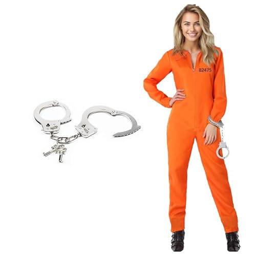 DASIAUTOEM Häftling Kostüm, Unisex Orange Sträfling Gefangener Kostüm Faschingskostüme Herren Damen Sträfling Gefangene Kostüm mit Handschellen Karneval Cosplay für Sträflinge und Räuber (M-L) DASIAUTOEM Häftling Kostüm, Unisex Orange Sträfling Gefangener Kostüm Faschingskostüme Herren Damen Sträfling Gefangene Kostüm mit Handschellen Karneval Cosplay für Sträflinge und Räuber (M-L) von DASIAUTOEM