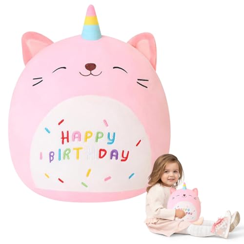DASIAUTOEM Happy Birthday Plüsch Spielzeug, 25cm Kuscheltier Cartoon Stofftier, Weiches Plüsch Schlafkissen, Plüschtier Sofakissen Kissen für Kinder Jungen Mädchen Erwachsene Geburtstagsgeschenke von DASIAUTOEM