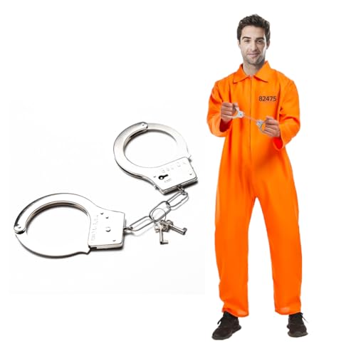 DASIAUTOEM Karneval Kostüm Set Gefangener, Unisex Orange Sträfling Gefangener Kostüm, Häftling Kostüm mit orangem Overall mit Handschellen, Cosplay für Karneval, Sträflinge, Motto Party (XL-XXL) DASIAUTOEM Karneval Kostüm Set Gefangener, Unisex Orange Sträfling Gefangener Kostüm, Häftling Kostüm mit orangem Overall mit Handschellen, Cosplay für Karneval, Sträflinge, Motto Party (XL-XXL) von DASIAUTOEM