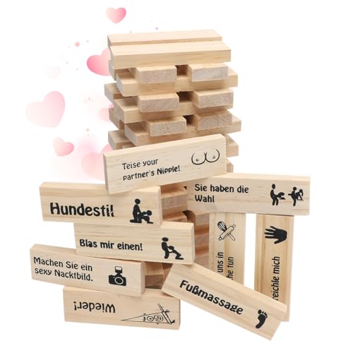 DASIAUTOEM The Lust Tower Blocks, Love & Naughty Stapelturm Holzblöcke, 48 Holzblöcke Herausforderungen für Valentinstag Paare Verabredungen, Itali von DASIAUTOEM