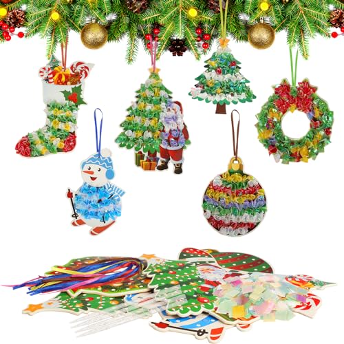 DATIFF 12 Stück Weihnachten Bastelsets für Kinder Weihnachten Kreativ Handmalerei Kinder Poke Art DIY Toys mit Design Weihnachtsstrumpf Schneemann Santa für Weihnachten Winter Neujahr von DATIFF