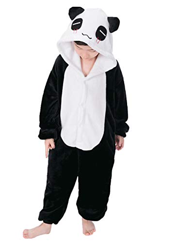 DATO Kinder Pyjamas Tier Panda Overall Flanell Cosplay Kostüm Kigurumi Jumpsuit für Mädchen und Jungen Hohe 90-148 cm von DATO